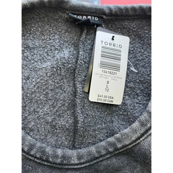 Torrid 0 Gray Mineral Wash Fleece Crew Neck Cold Shoulder Lounge Dress - Picture 6 of 6